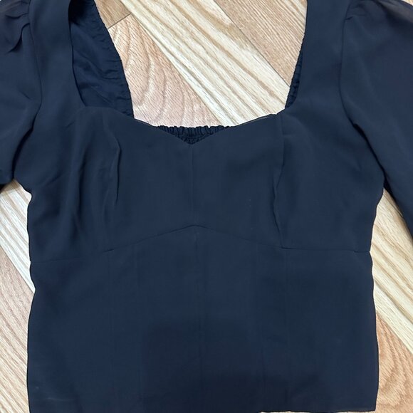 Abercrombie & Fitch Long-Sleeve Sweetheart Puff Sleeve Top - Black Size Small - Picture 3 of 11